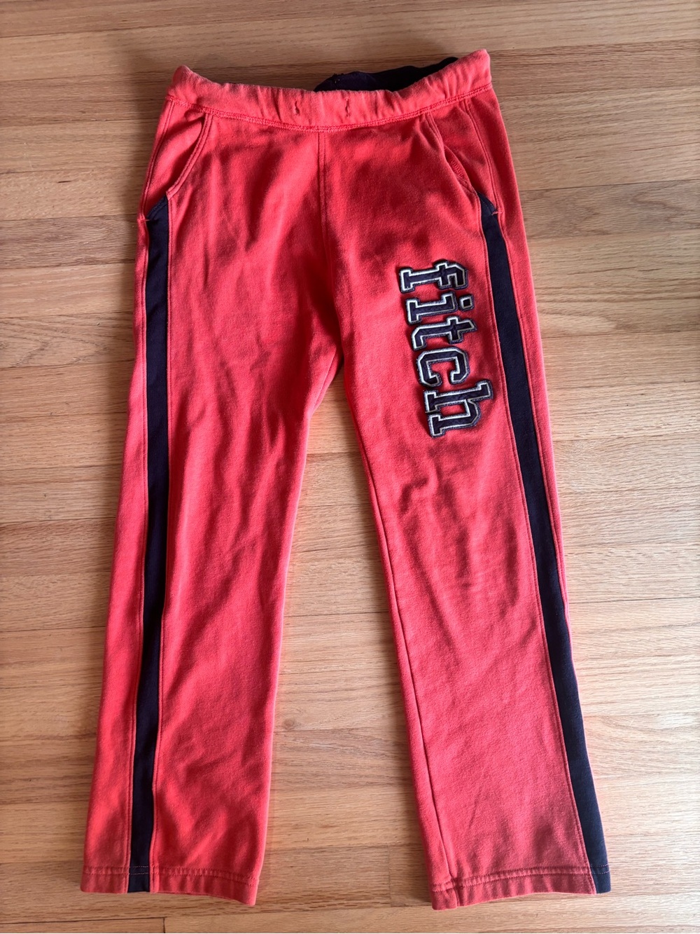 Kids Abercrombie Coral Knit Track Pants with Navy Side Stripes